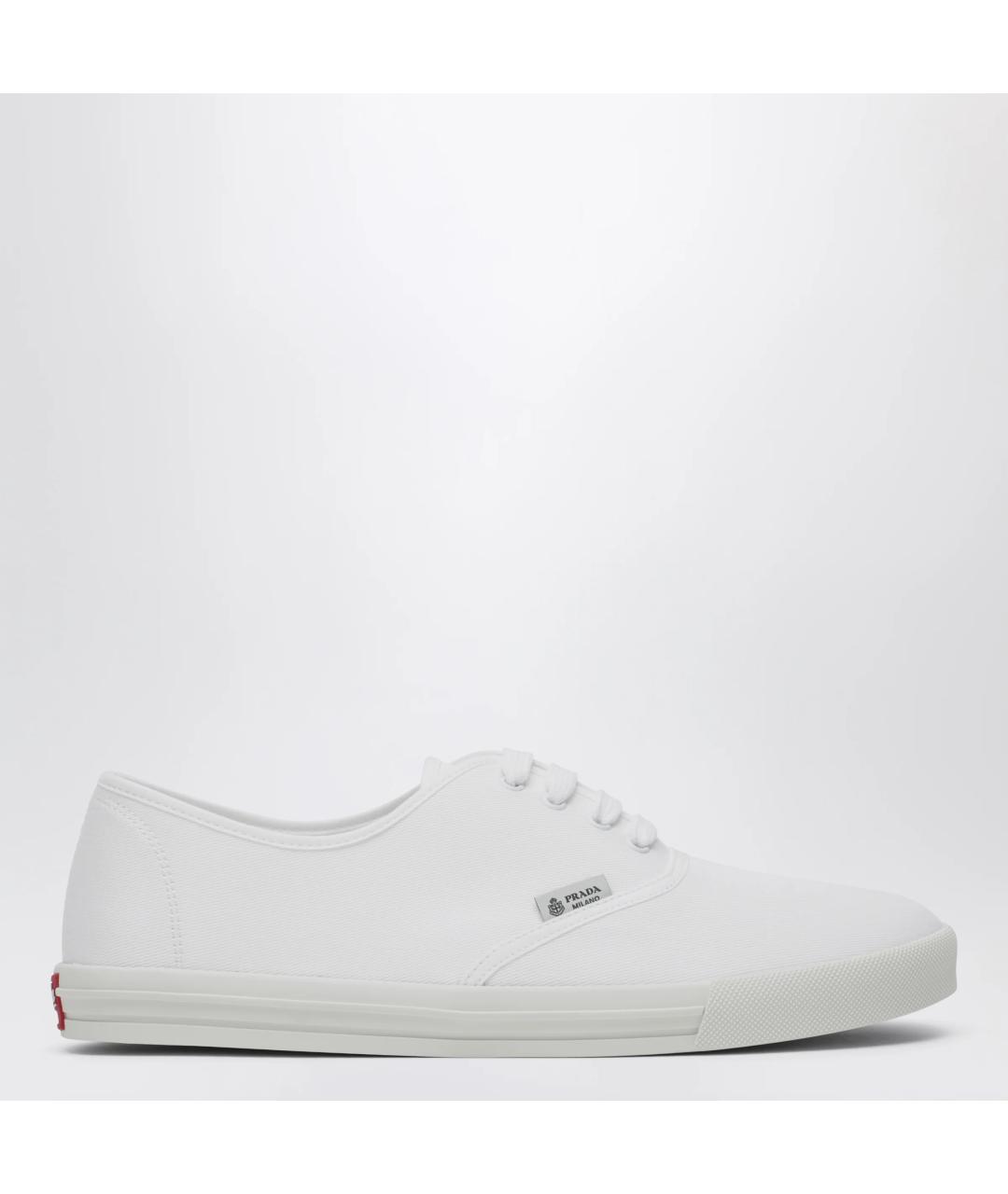 PRADA Белые текстильные низкие кроссовки / кеды, фото 3