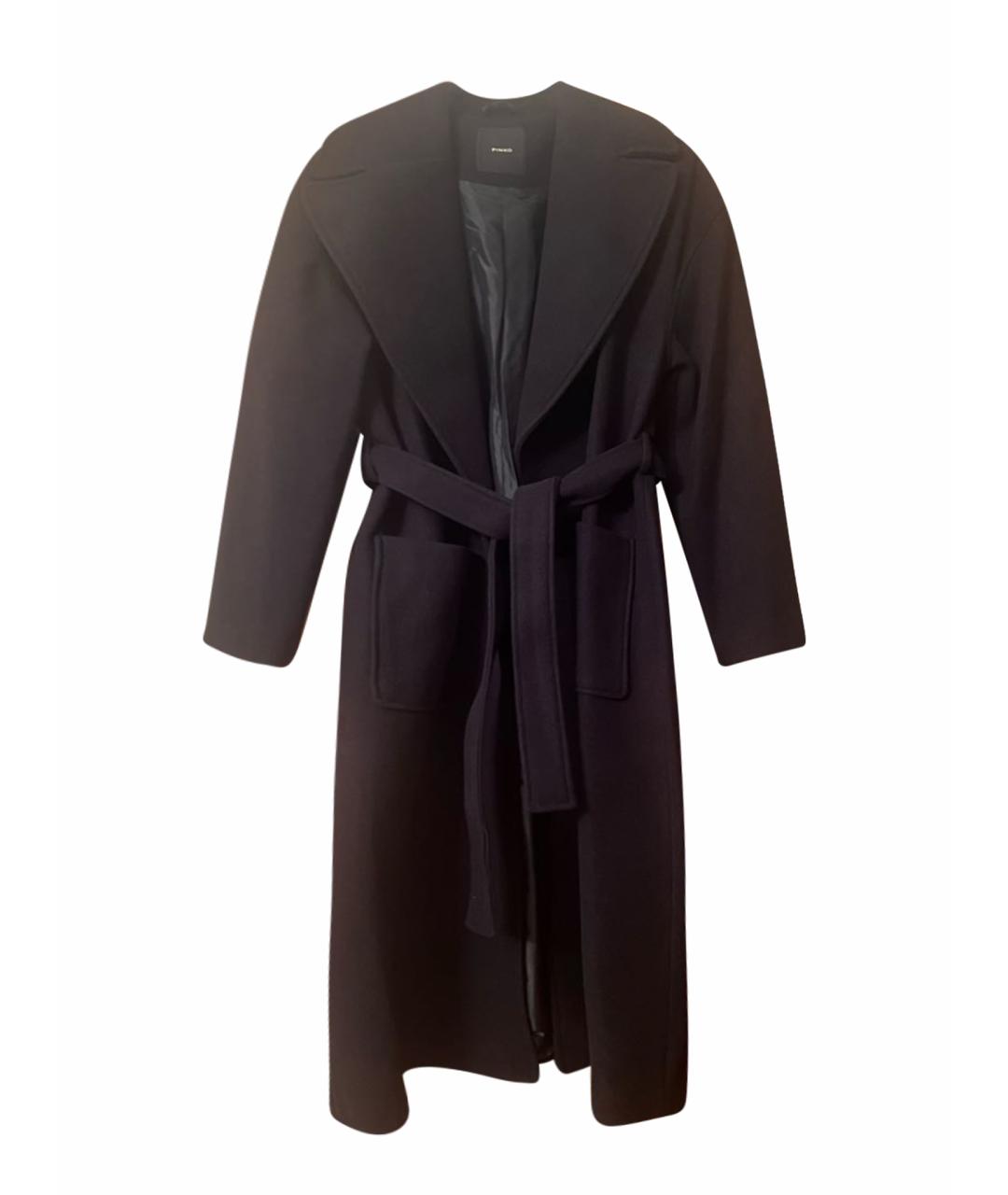 PINKO Черное шерстяное пальто, фото 1