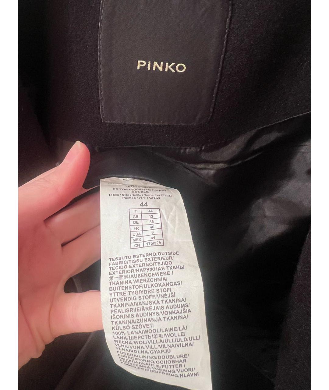 PINKO Черное шерстяное пальто, фото 3