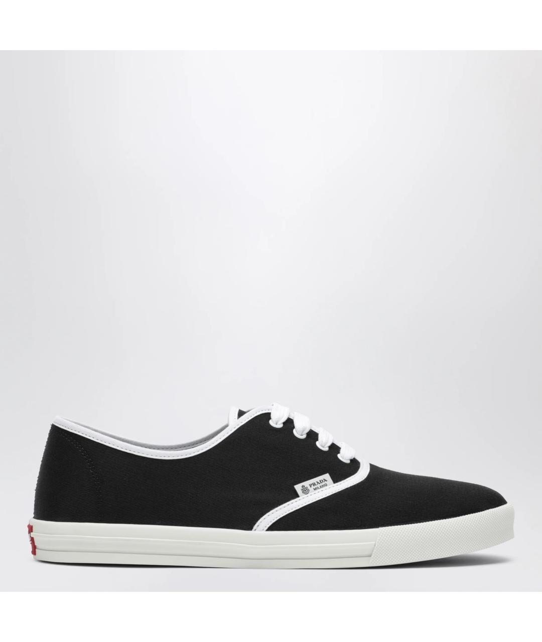 PRADA Черные текстильные низкие кроссовки / кеды, фото 3