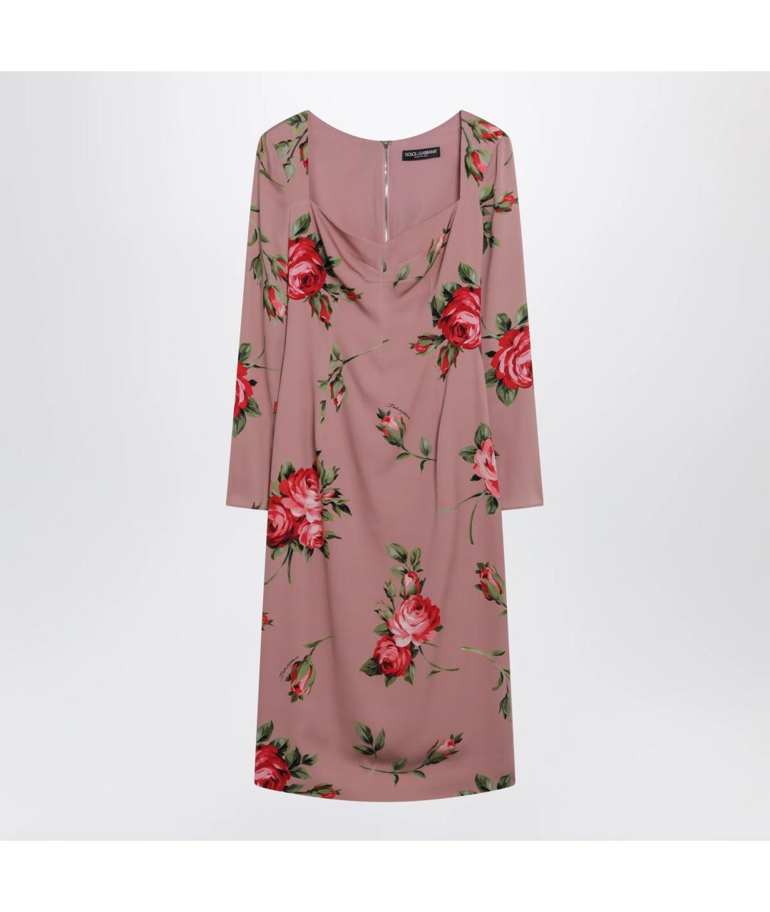 DOLCE&GABBANA Розовое шелковое коктейльное платье, фото 3