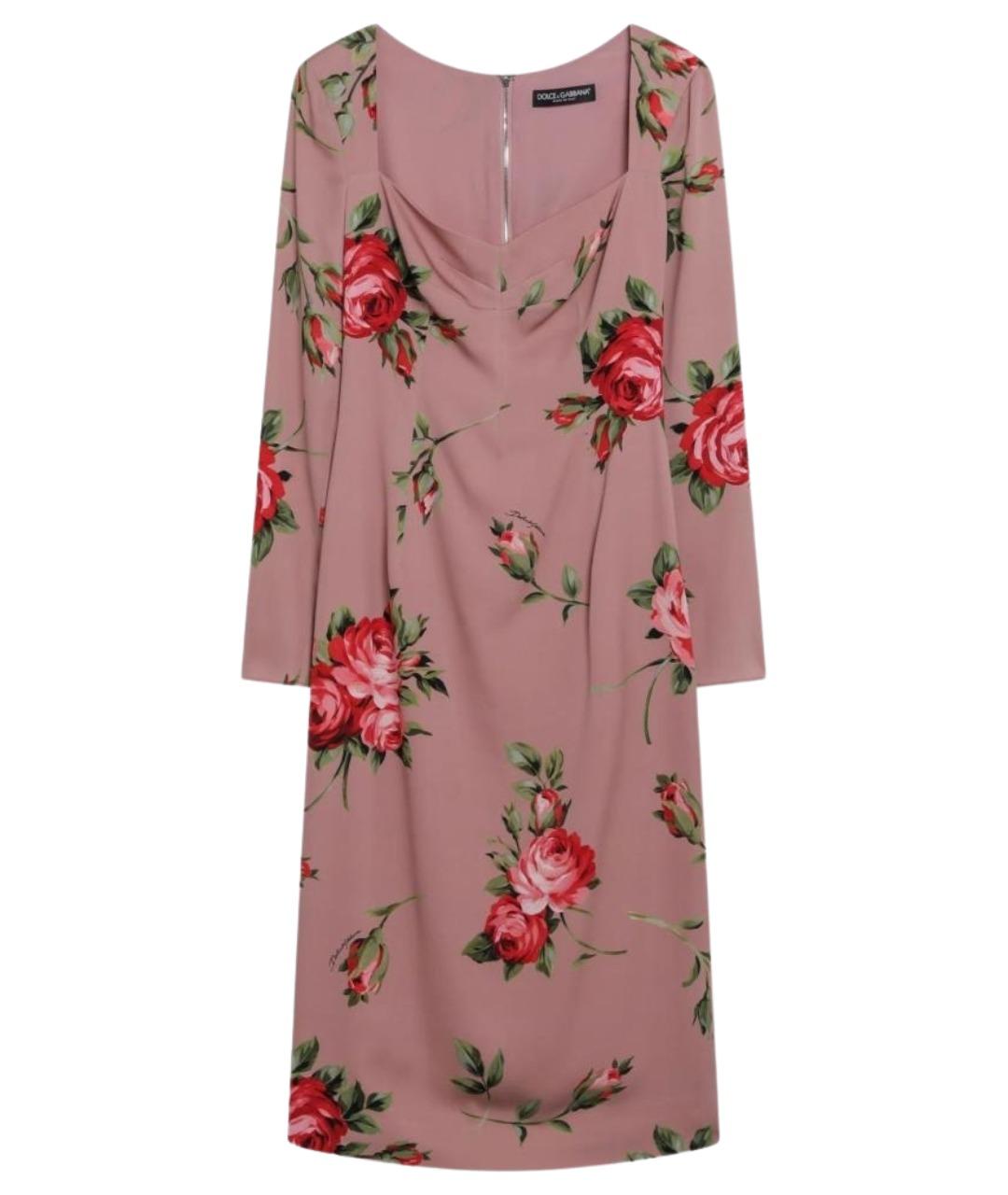 DOLCE&GABBANA Розовое шелковое коктейльное платье, фото 1