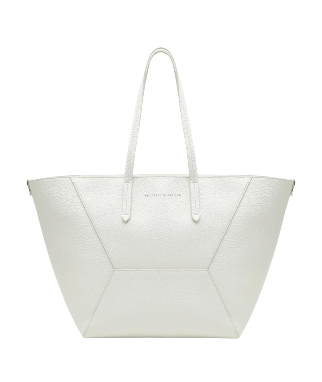 BRUNELLO CUCINELLI Белая кожаная сумка тоут, фото 1
