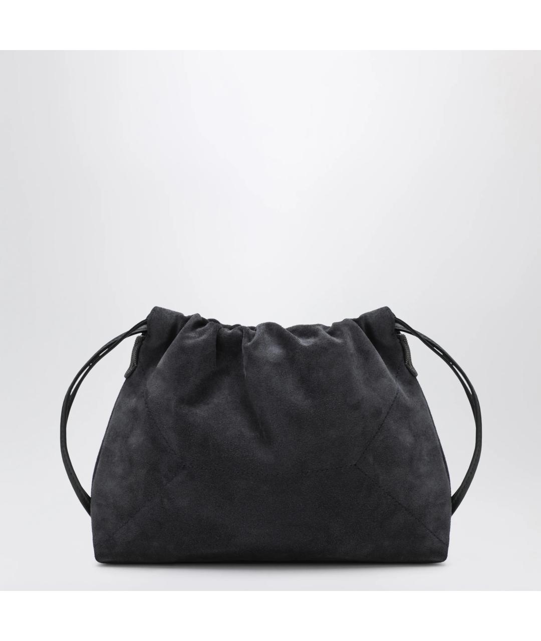 BRUNELLO CUCINELLI Темно-синяя замшевая сумка через плечо, фото 2