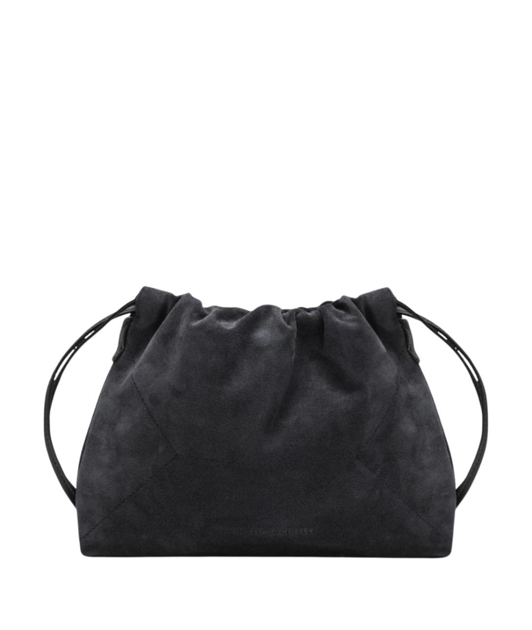 BRUNELLO CUCINELLI Темно-синяя замшевая сумка через плечо, фото 1