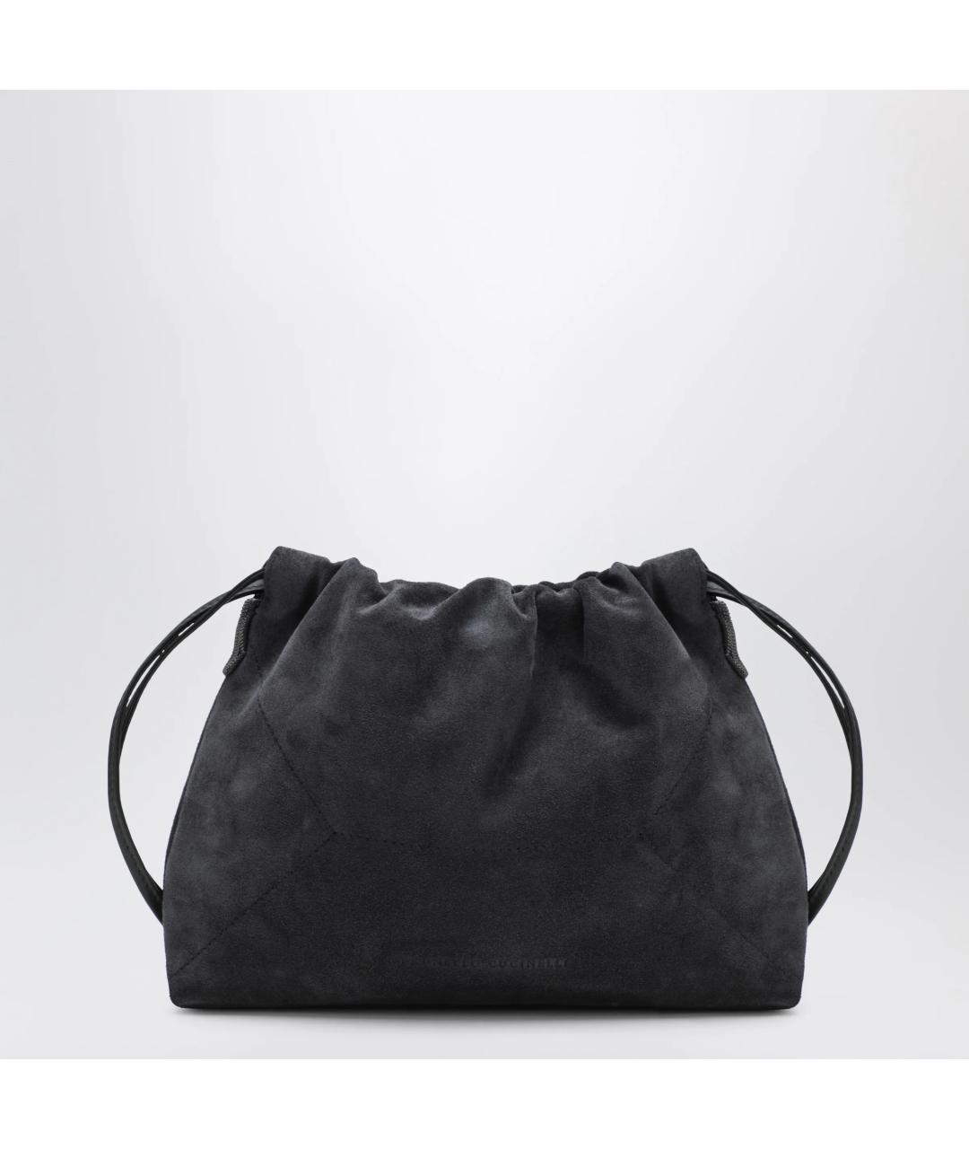 BRUNELLO CUCINELLI Темно-синяя замшевая сумка через плечо, фото 3