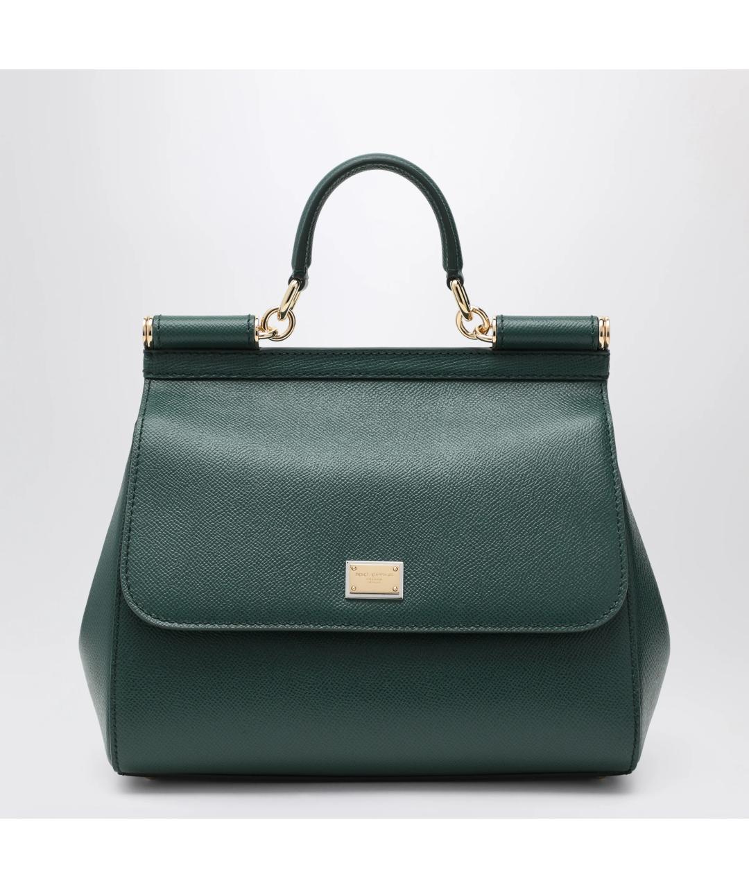 DOLCE&GABBANA Зеленая кожаная сумка тоут, фото 3