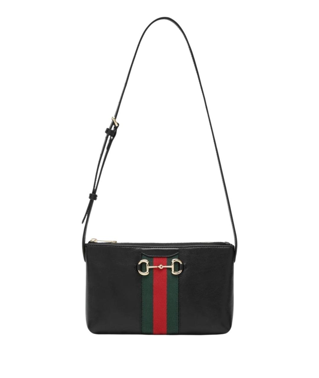 GUCCI Черная кожаная сумка через плечо, фото 1