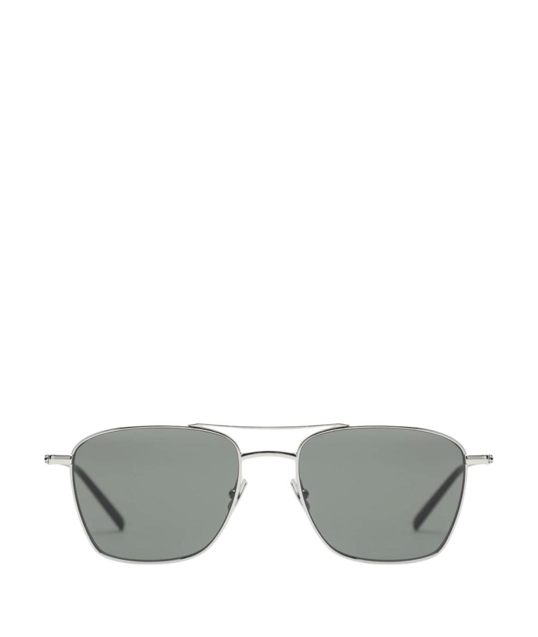 SAINT LAURENT Серые металлические солнцезащитные очки, фото 1