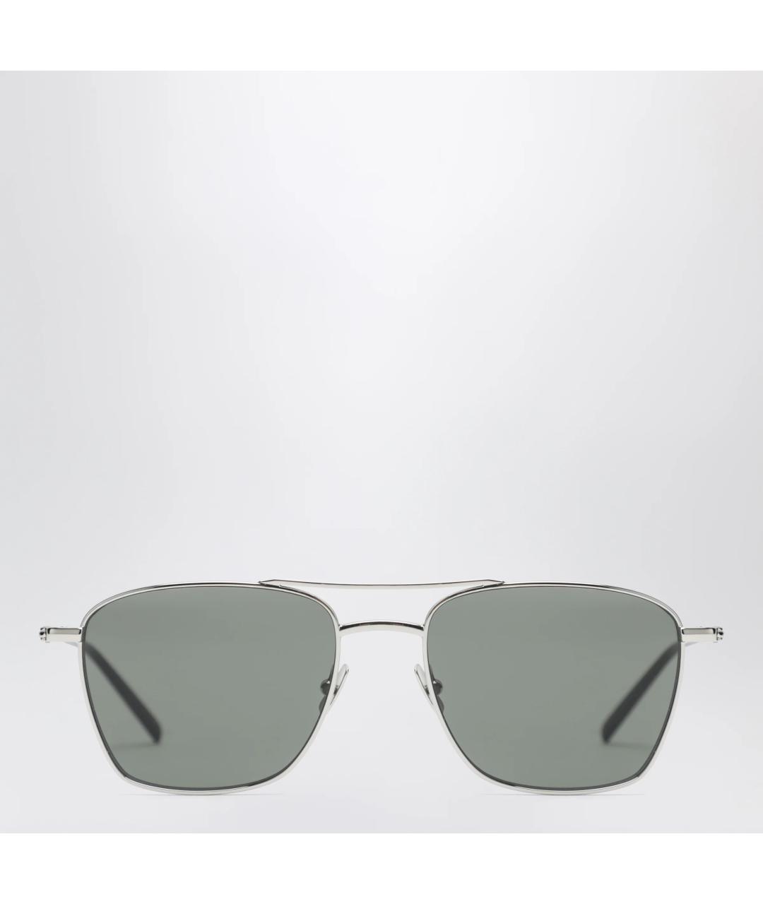 SAINT LAURENT Серые металлические солнцезащитные очки, фото 3