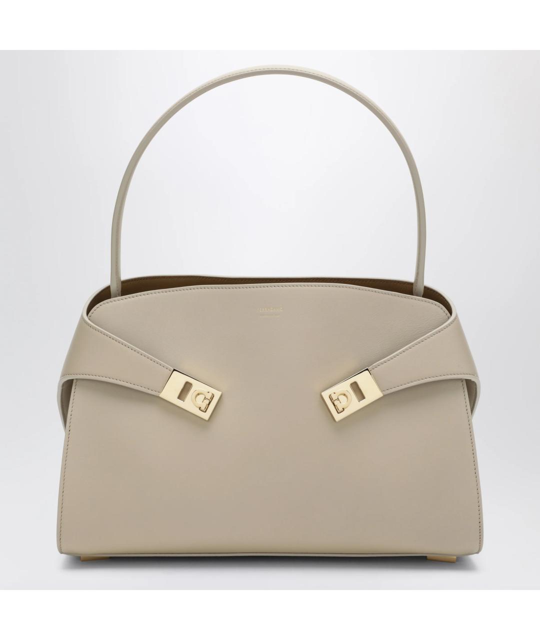 FERRAGAMO Бежевая кожаная сумка тоут, фото 3