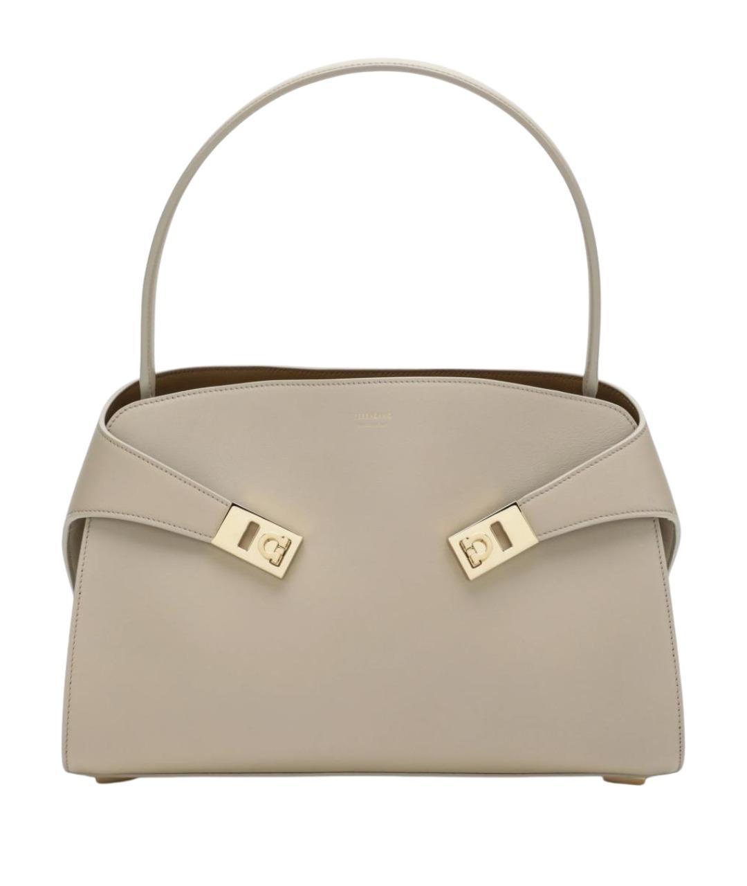 FERRAGAMO Бежевая кожаная сумка тоут, фото 1