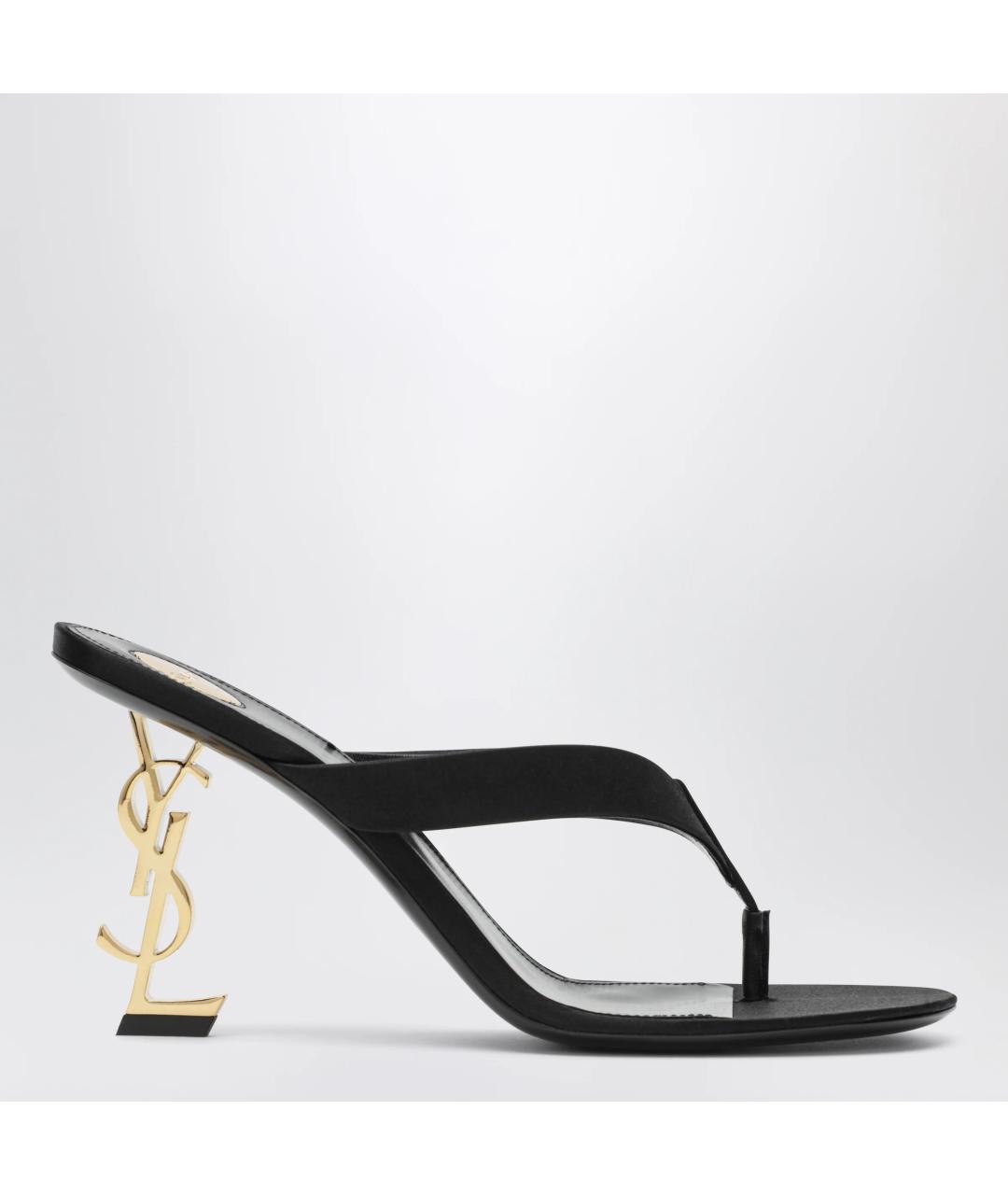 SAINT LAURENT Черные текстильные мюли, фото 3