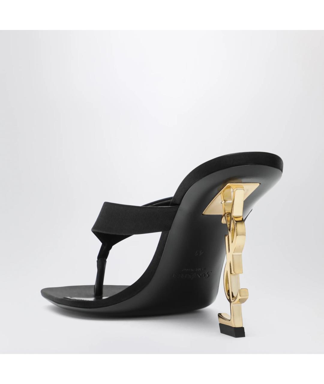 SAINT LAURENT Черные текстильные мюли, фото 2