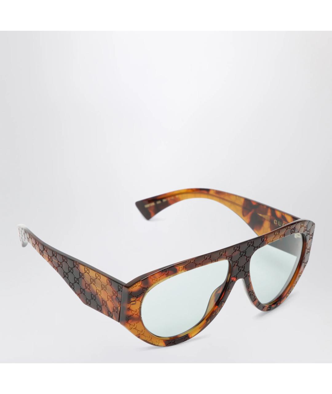 GUCCI Коричневые пластиковые солнцезащитные очки, фото 2