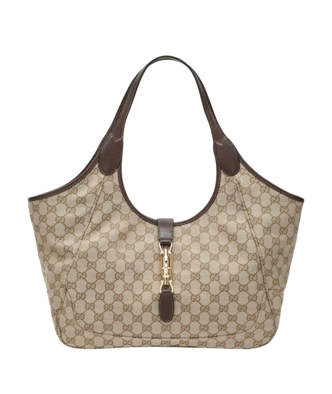 GUCCI Бежевая тканевая сумка тоут, фото 1