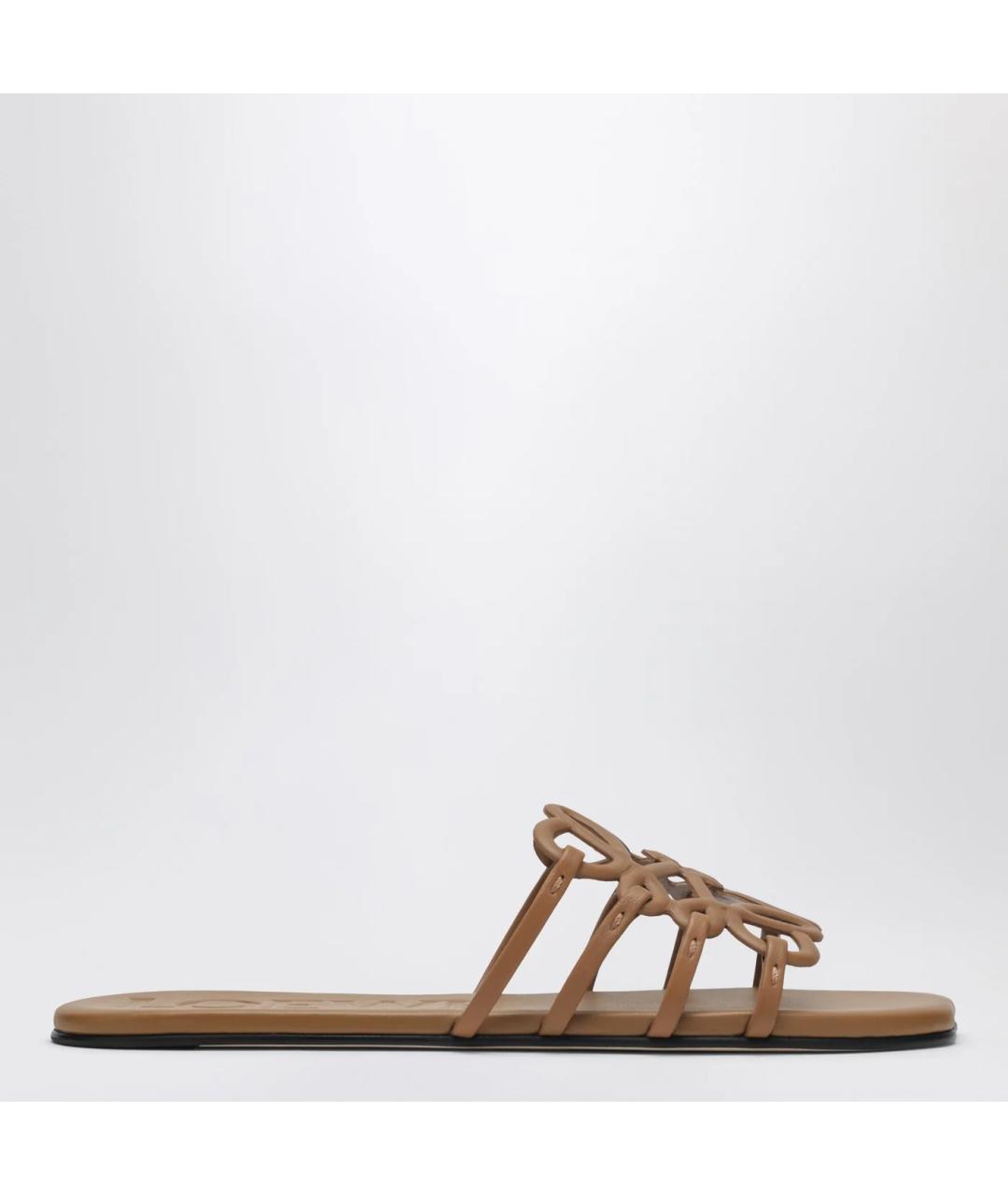 LOEWE Бежевые кожаные шлепанцы, фото 3