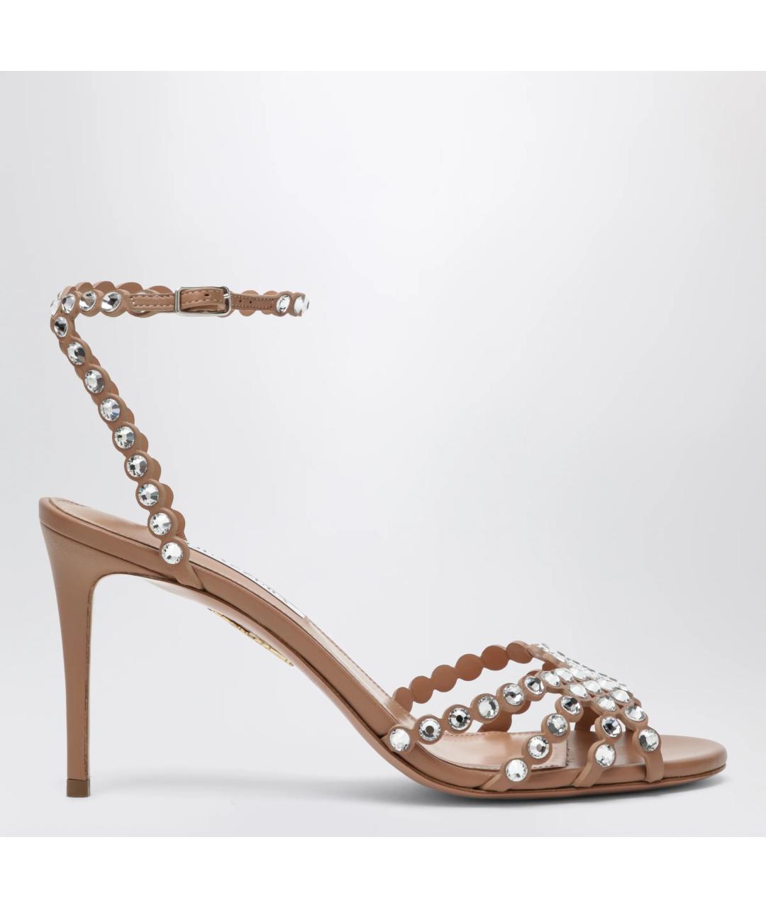 AQUAZZURA Розовые кожаные босоножки, фото 3