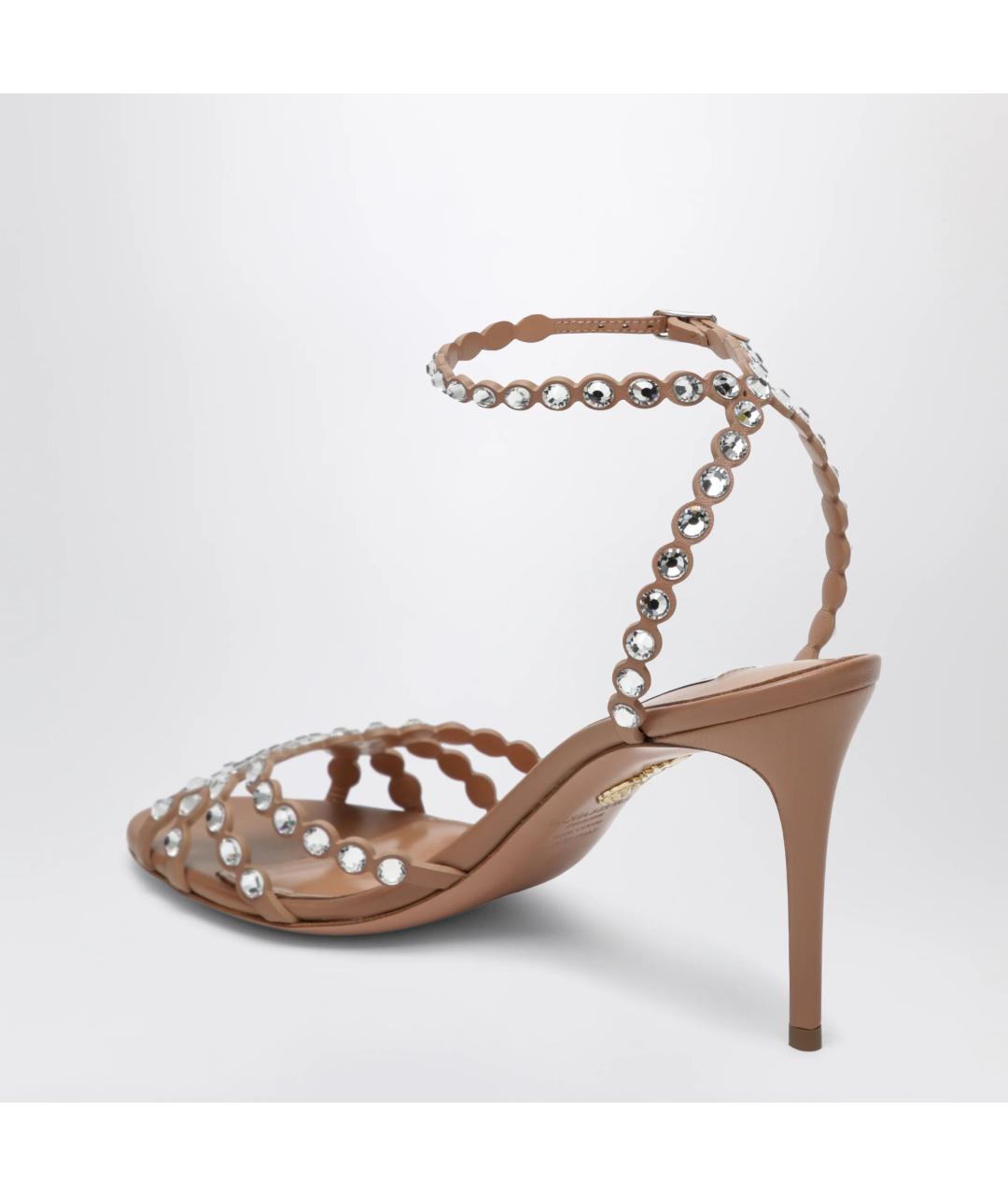 AQUAZZURA Розовые кожаные босоножки, фото 2