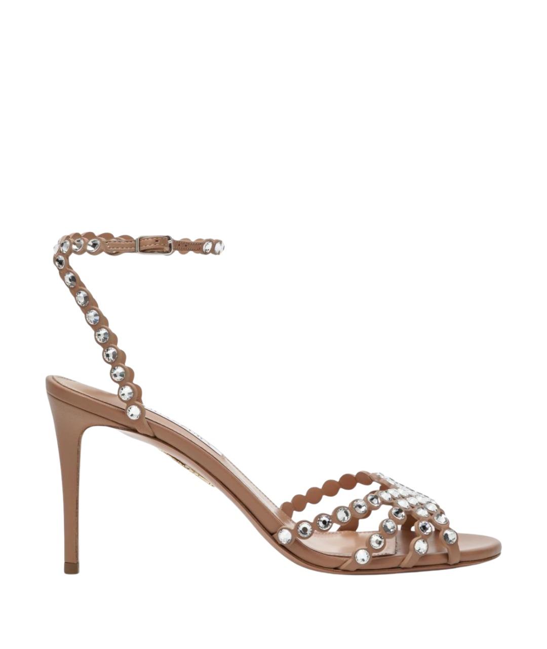 AQUAZZURA Розовые кожаные босоножки, фото 1