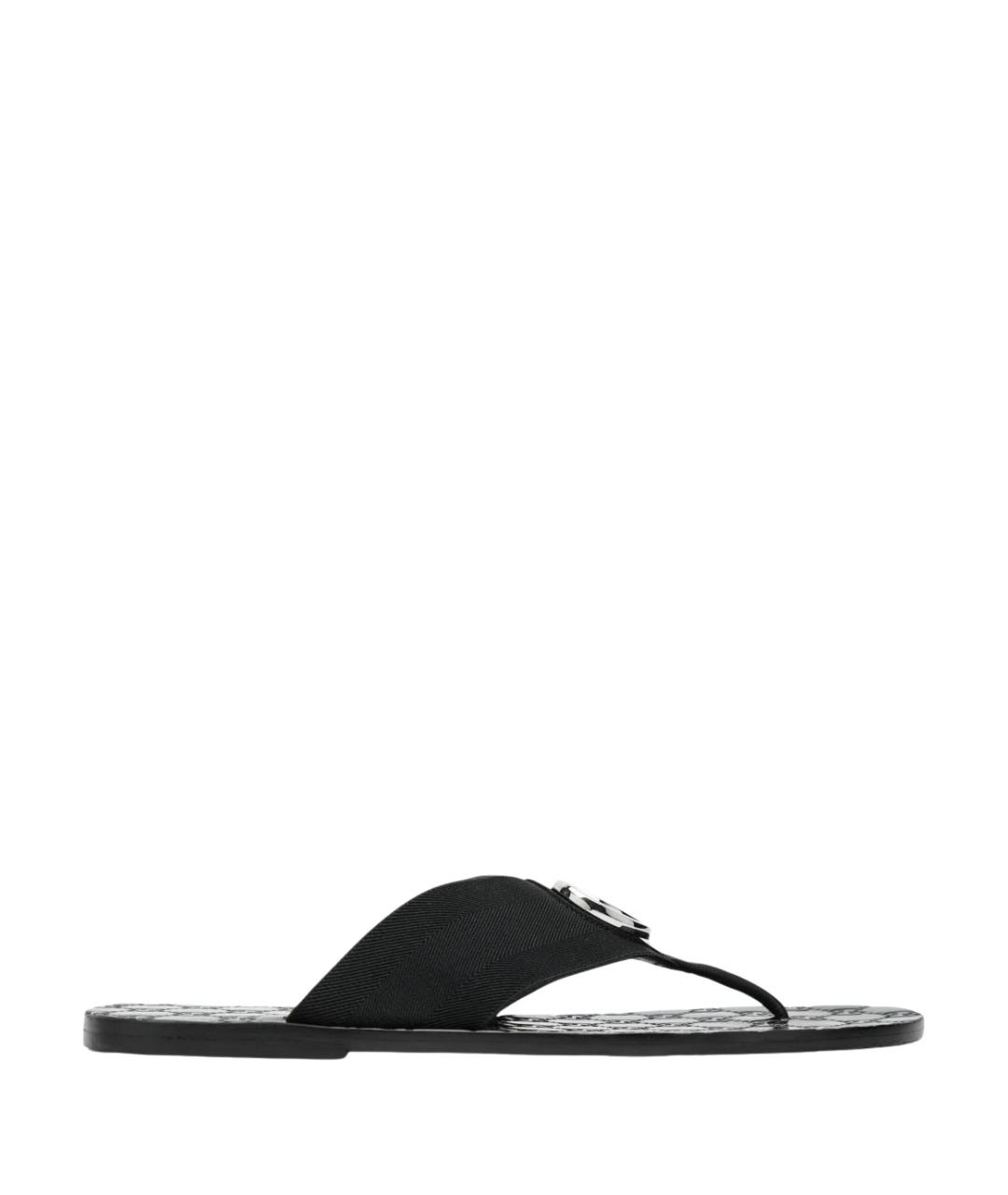 GUCCI Черные текстильные шлепанцы, фото 1