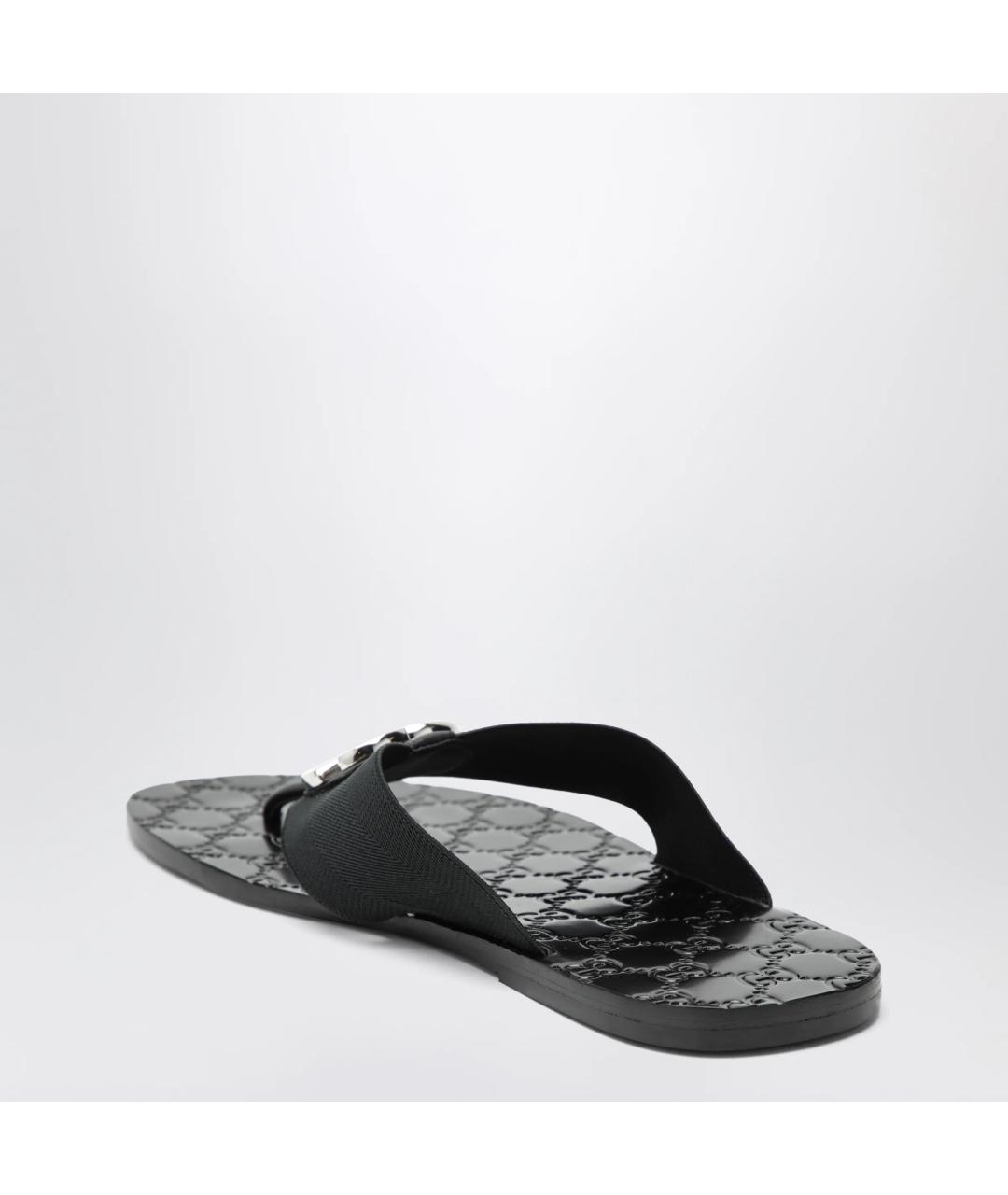 GUCCI Черные текстильные шлепанцы, фото 2