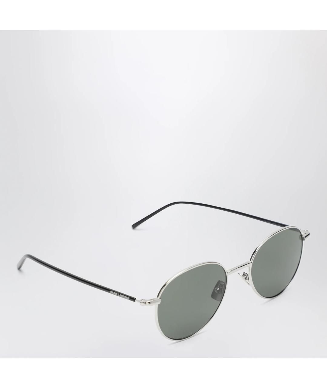 SAINT LAURENT Серебряные металлические солнцезащитные очки, фото 2