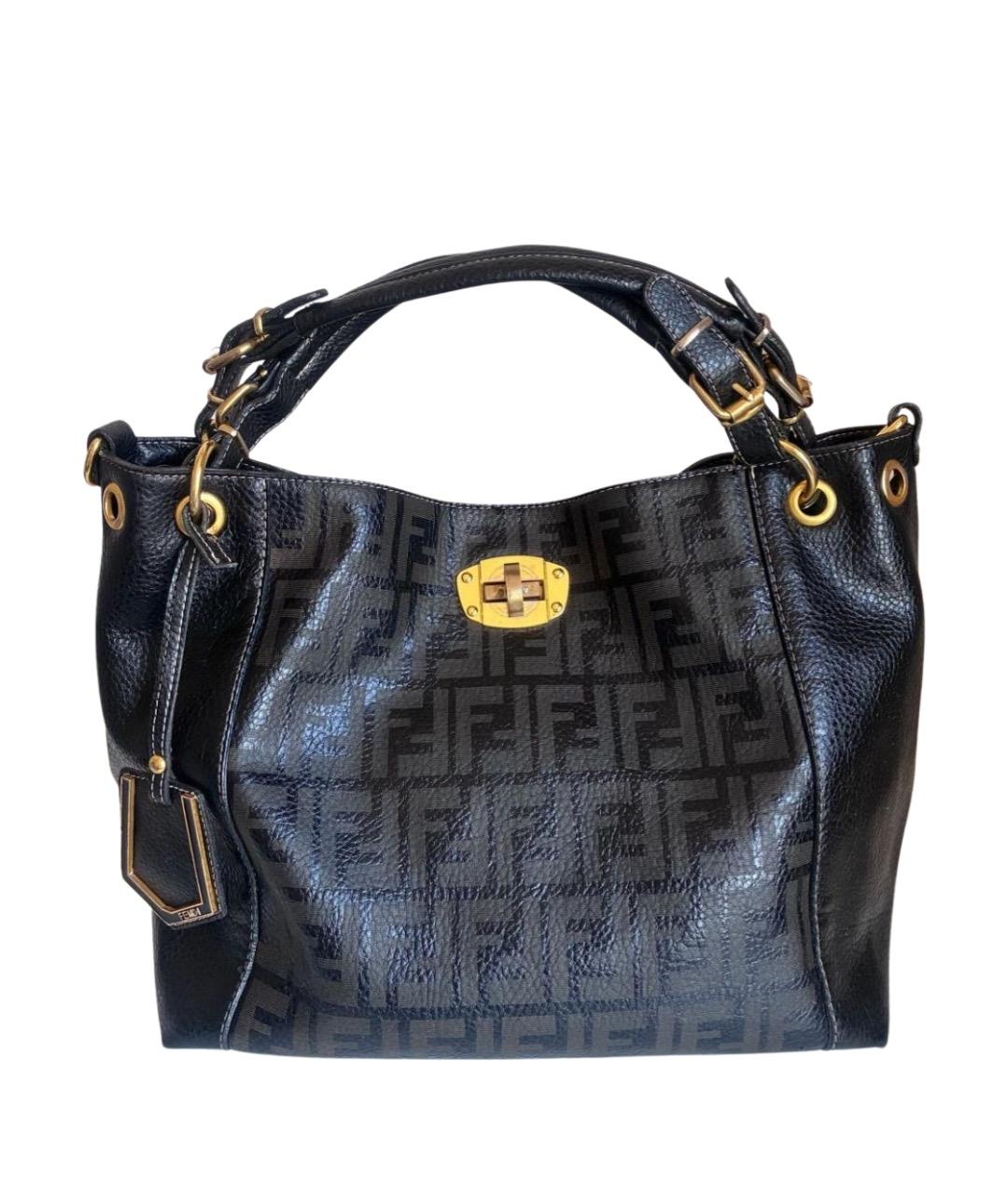 FENDI Черная кожаная сумка тоут, фото 1