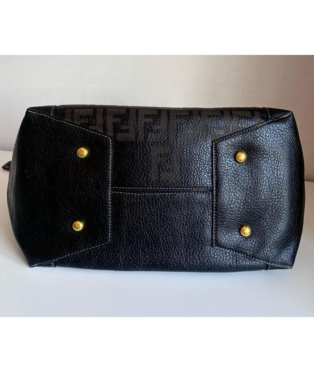 FENDI Черная кожаная сумка тоут, фото 5