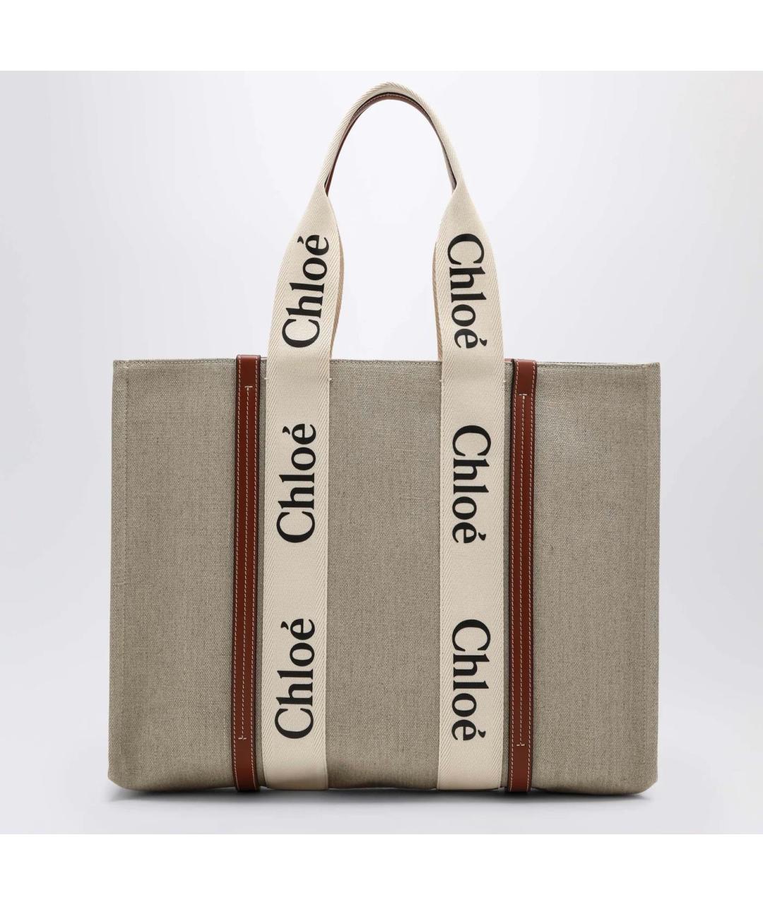 CHLOE Бежевая хлопковая сумка тоут, фото 2