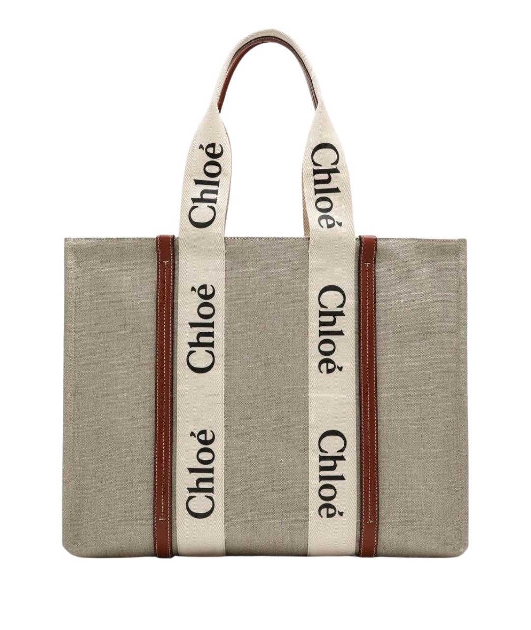 CHLOE Бежевая хлопковая сумка тоут, фото 1