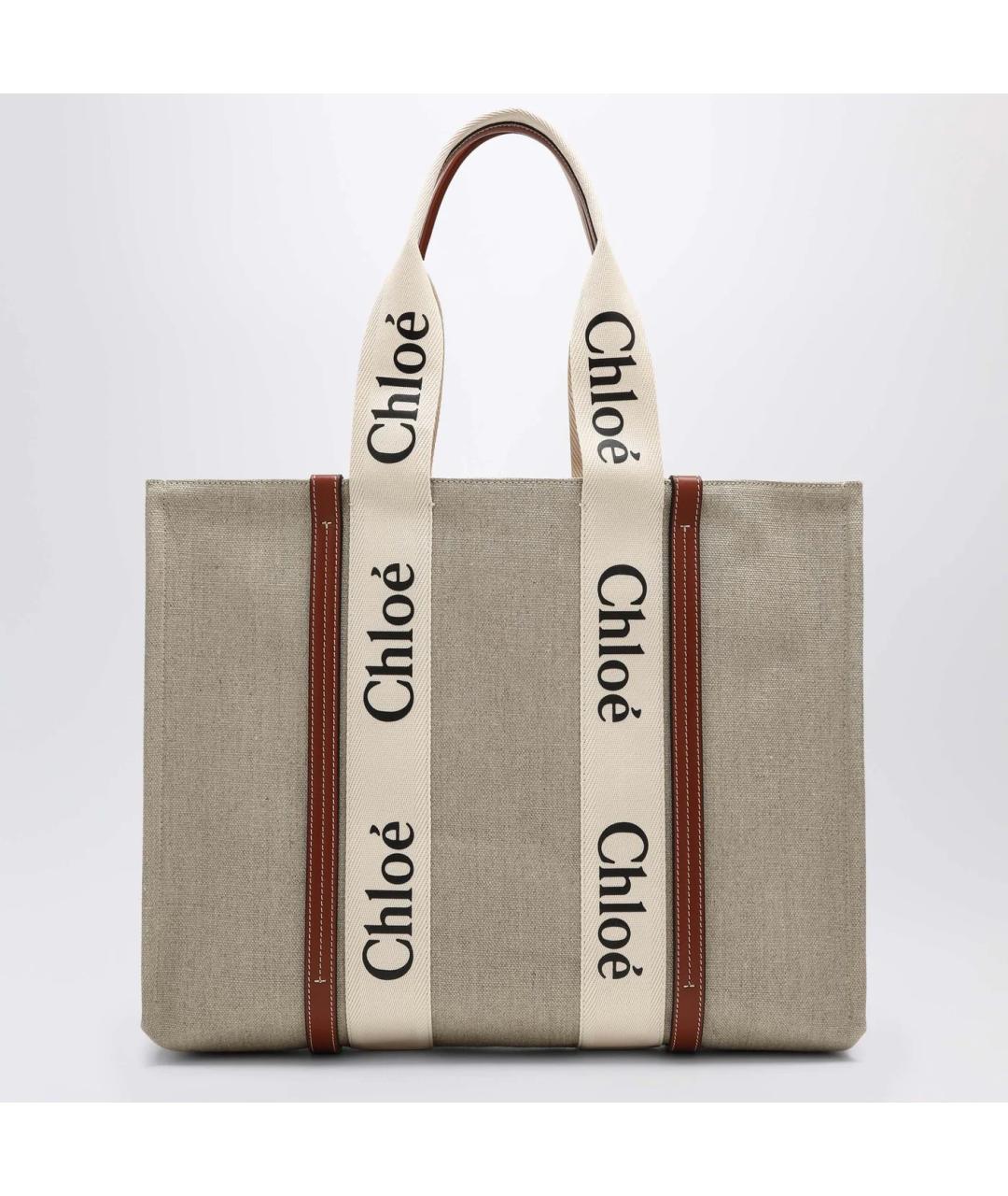 CHLOE Бежевая хлопковая сумка тоут, фото 3
