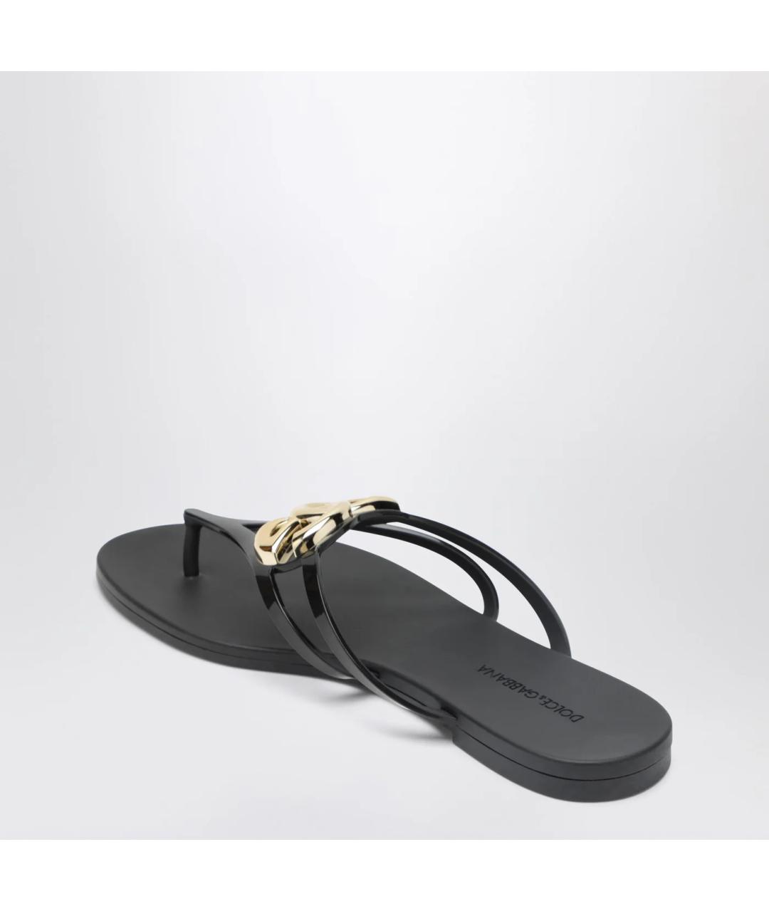 DOLCE&GABBANA Черные резиновые шлепанцы, фото 2