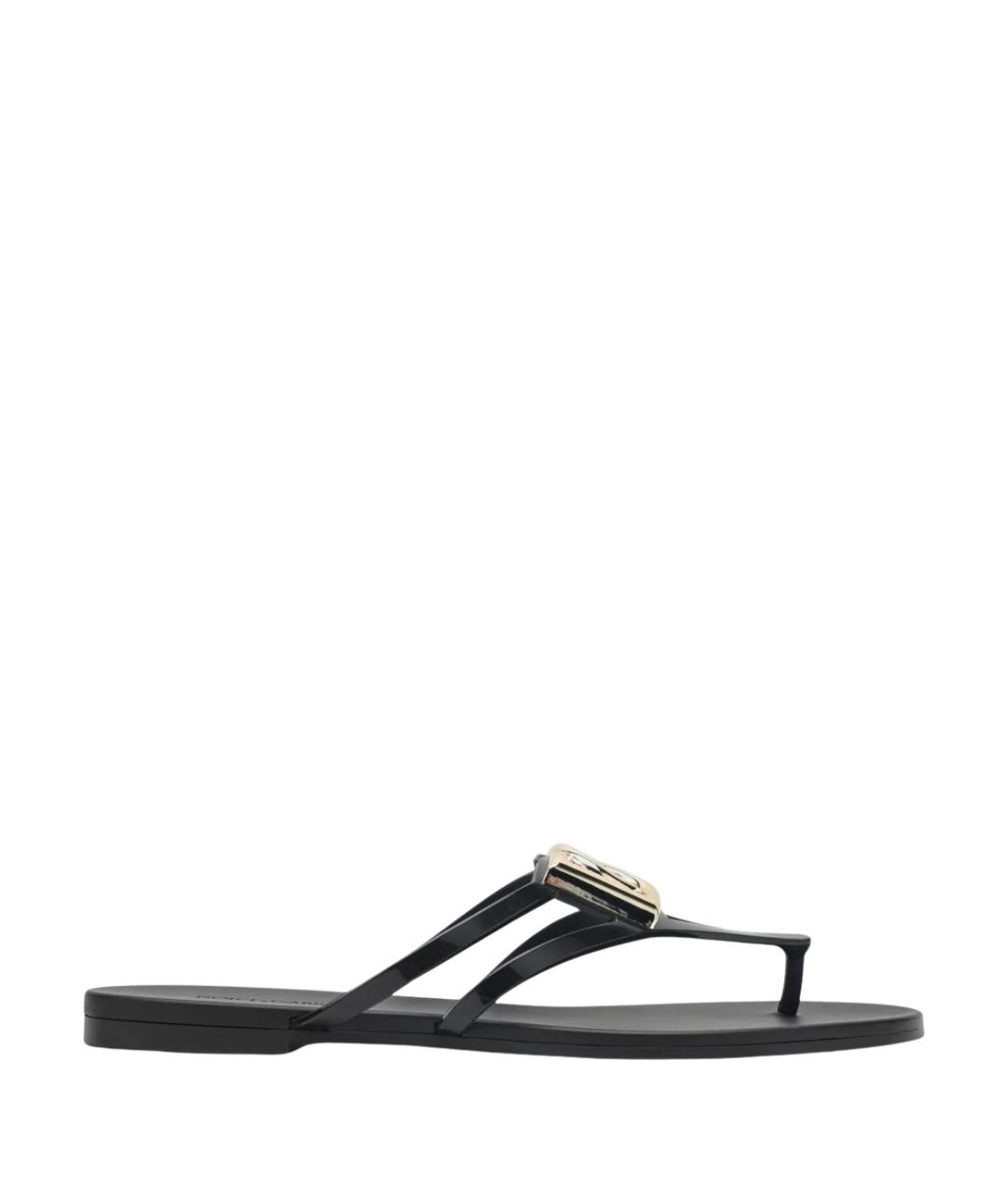 DOLCE&GABBANA Черные резиновые шлепанцы, фото 1