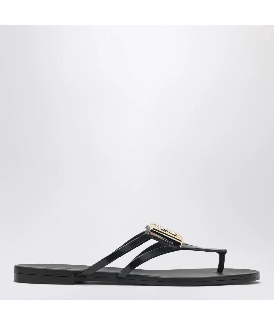 DOLCE&GABBANA Черные резиновые шлепанцы, фото 3