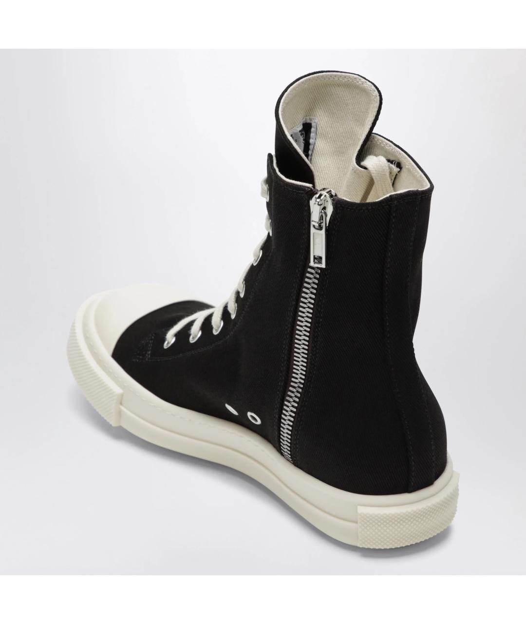 RICK OWENS DRKSHDW Черные текстильные высокие кроссовки / кеды, фото 2