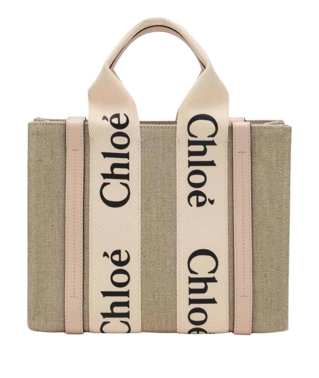 CHLOE Бежевая хлопковая сумка тоут, фото 1