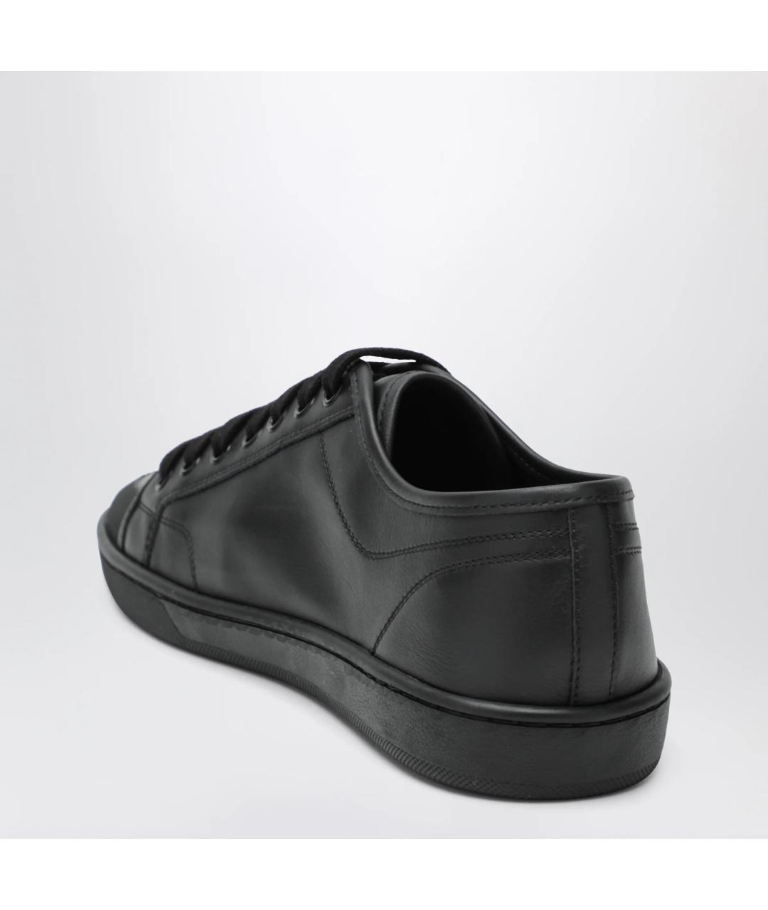 SAINT LAURENT Черные кожаные низкие кроссовки / кеды, фото 2