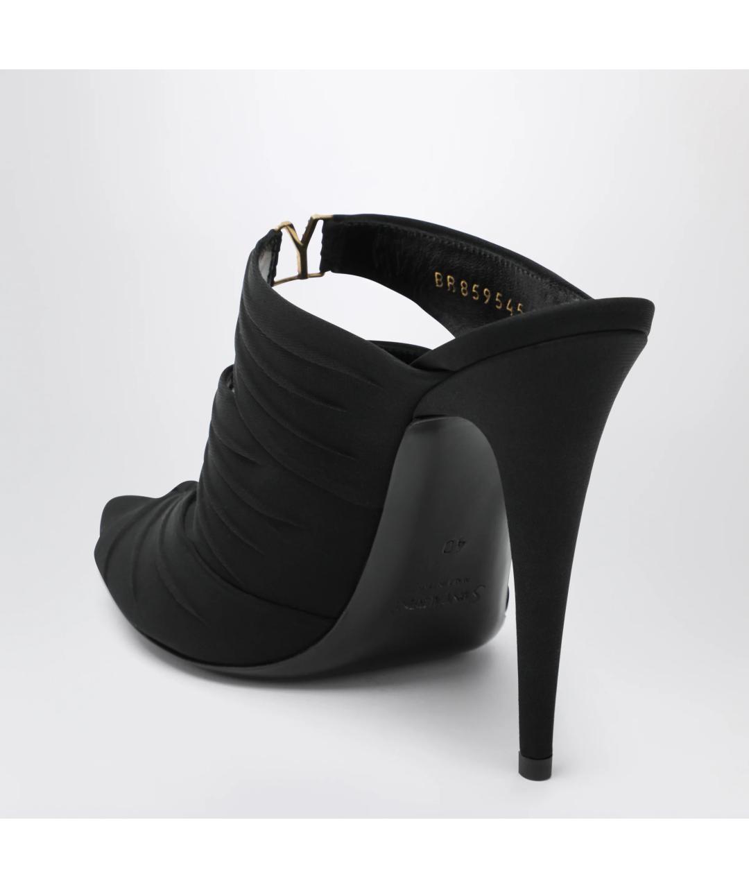 SAINT LAURENT Черные текстильные мюли, фото 2