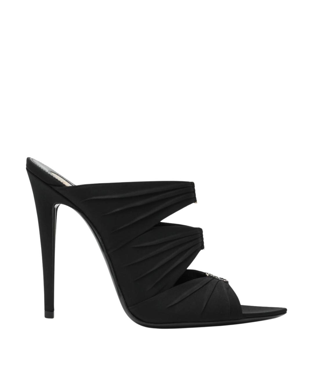 SAINT LAURENT Черные текстильные мюли, фото 1