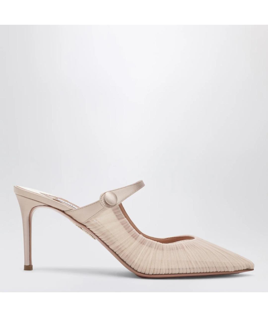 AQUAZZURA Розовые текстильные мюли, фото 3