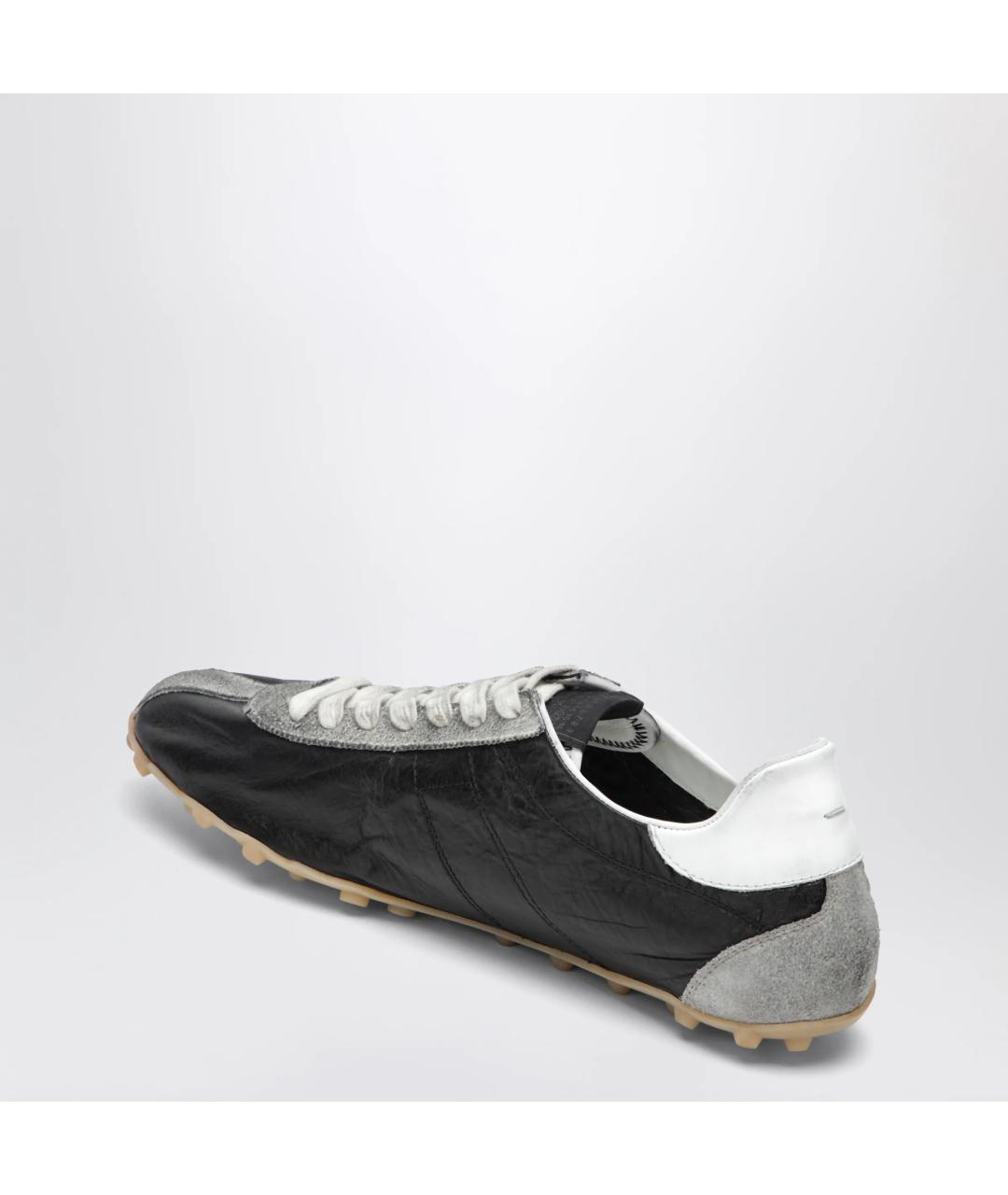 MAISON MARGIELA Черные кожаные низкие кроссовки / кеды, фото 2
