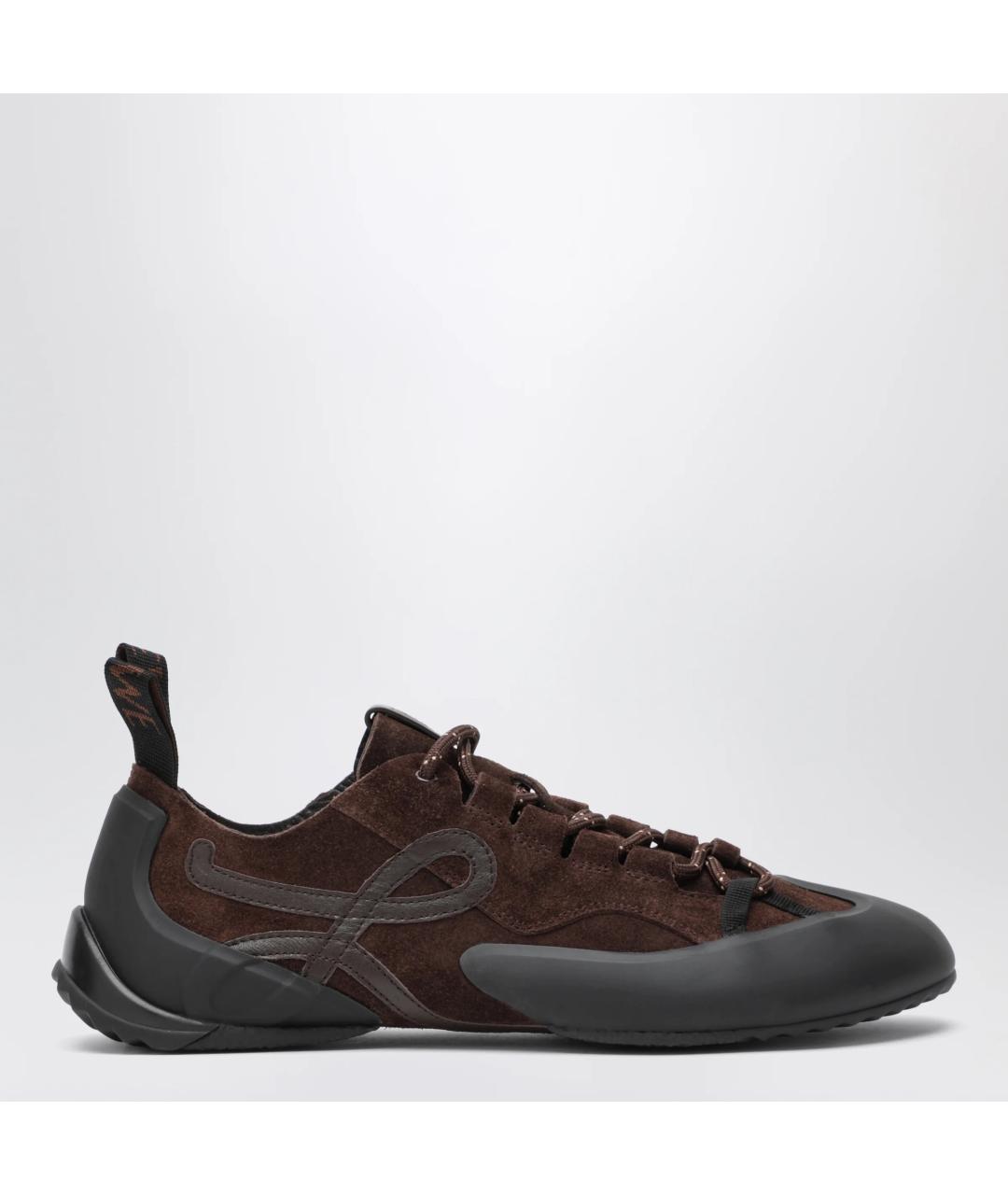 LOEWE Коричневые замшевые кроссовки, фото 3