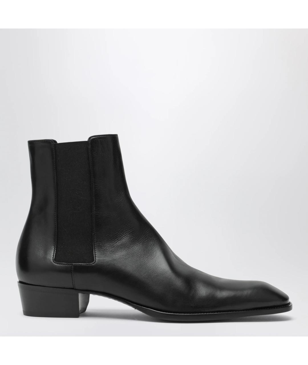 SAINT LAURENT Черные кожаные высокие ботинки, фото 3