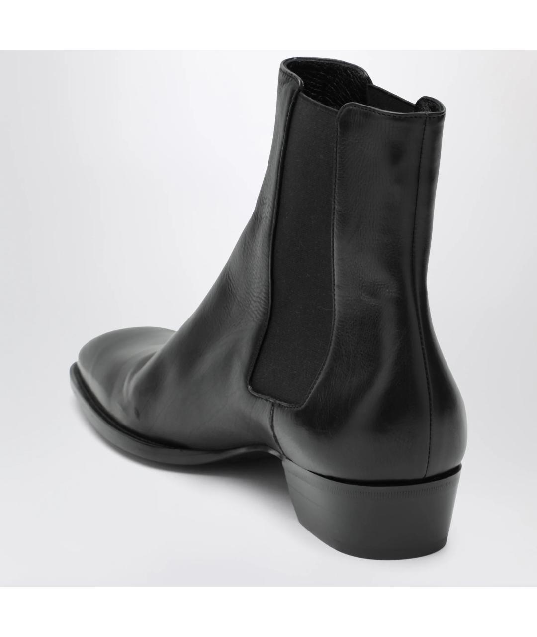 SAINT LAURENT Черные кожаные высокие ботинки, фото 2