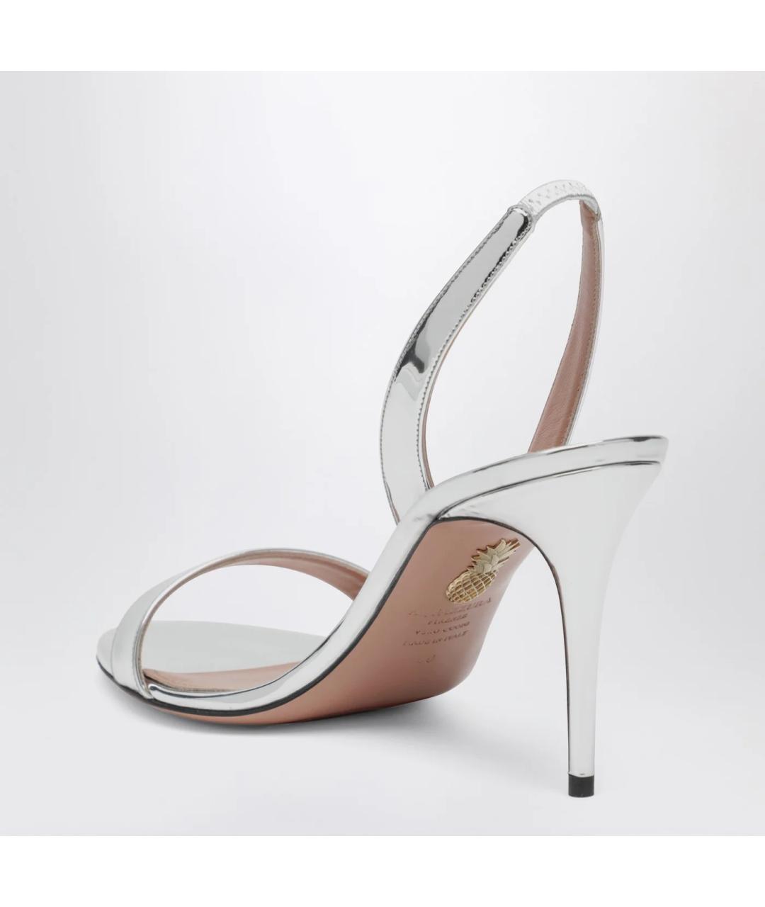 AQUAZZURA Серебряные кожаные босоножки, фото 2