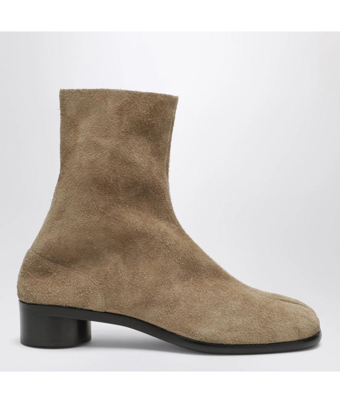 MAISON MARGIELA Бежевые замшевые высокие ботинки, фото 3
