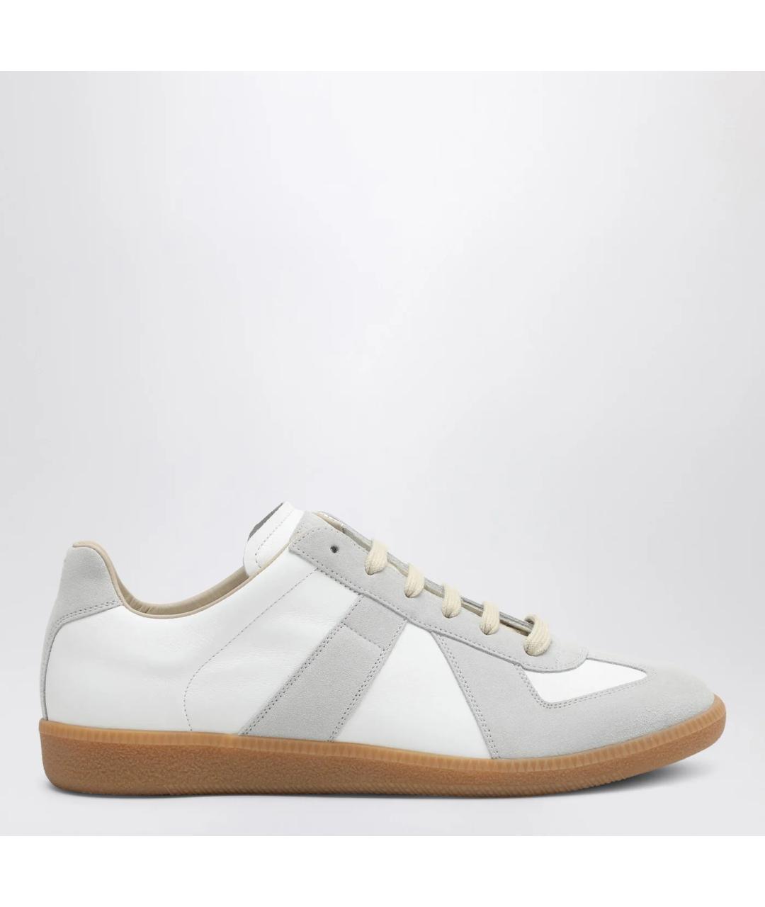 MAISON MARGIELA Белые кожаные низкие кроссовки / кеды, фото 3