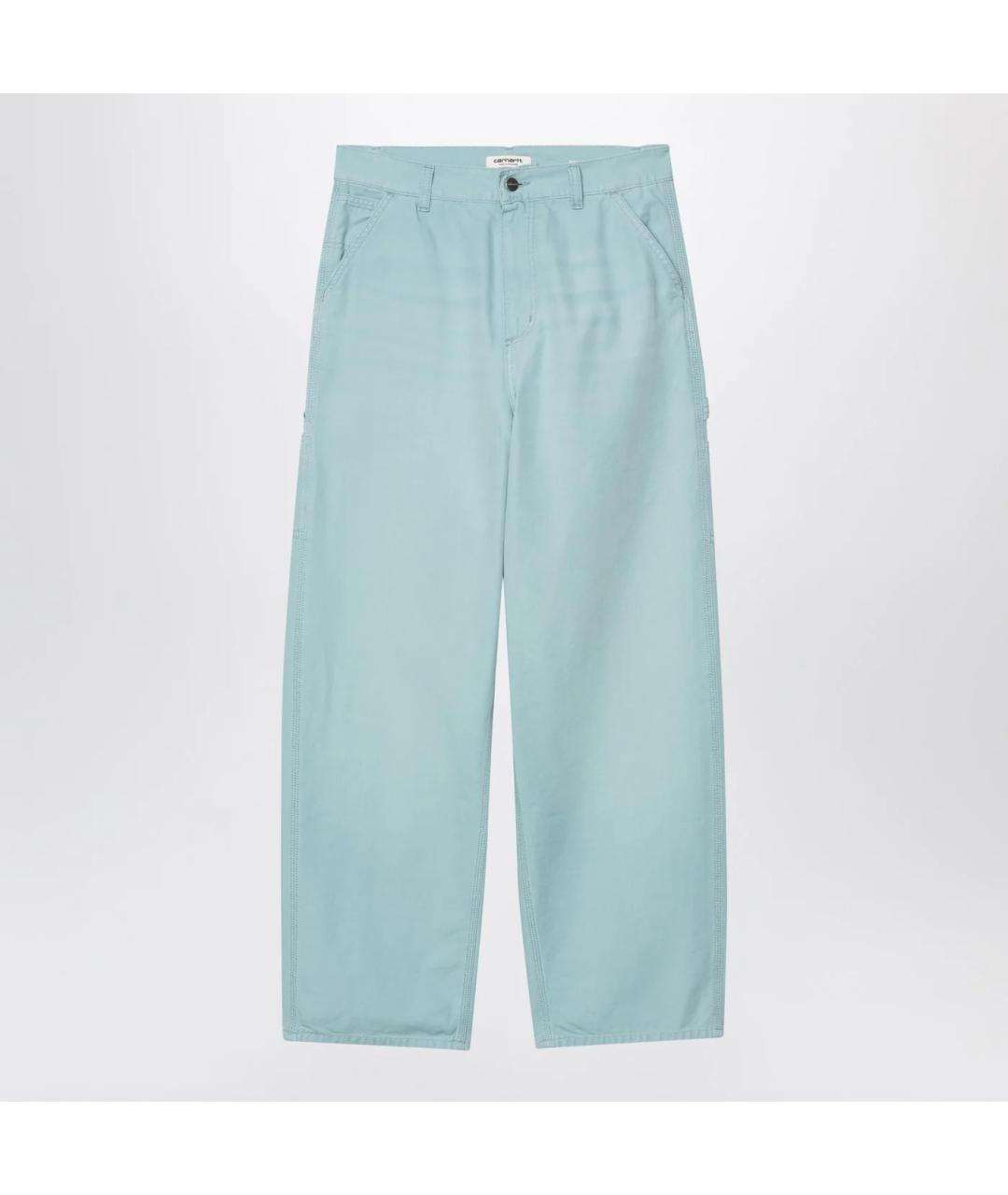 CARHARTT WIP Голубые хлопковые прямые брюки, фото 3