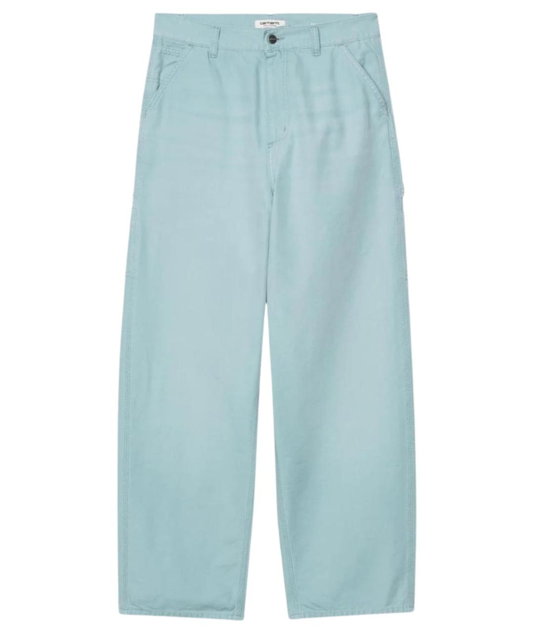 CARHARTT WIP Голубые хлопковые прямые брюки, фото 1